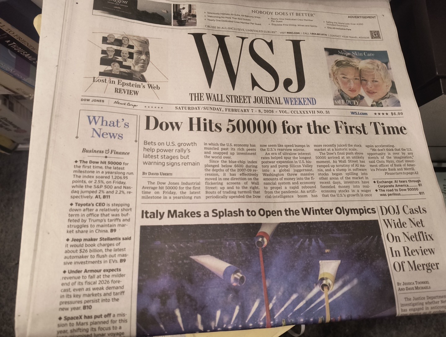 The Wall Street Journal Weekend Saturday/Sunday February 7-8 2026 Dow Hits 50000