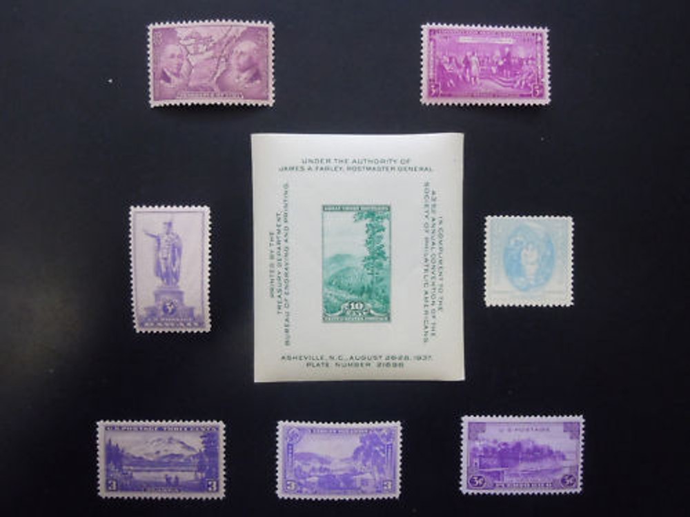 1937 US Commemoratives Year Set Complete 795-802  MNH OG F/VF #2