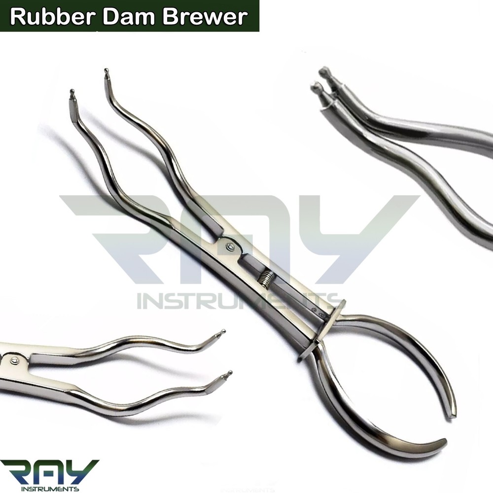 8 Pcs Rubber Dam Brewer Forceps Light lvory Brinker Clamps Frame Medium