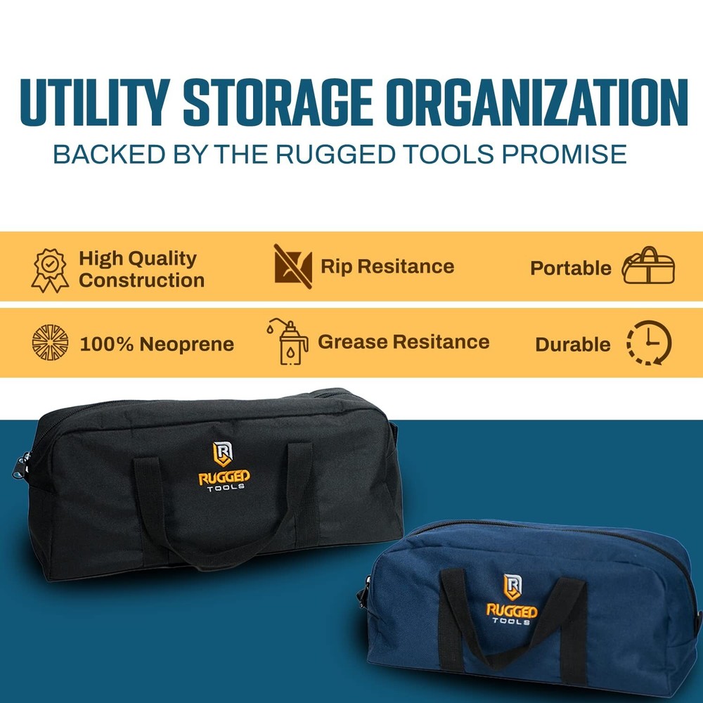 Rugged Tools Tool Bag Combo - Includes 1 Small & 1 Medium Toolbag - Organizer...