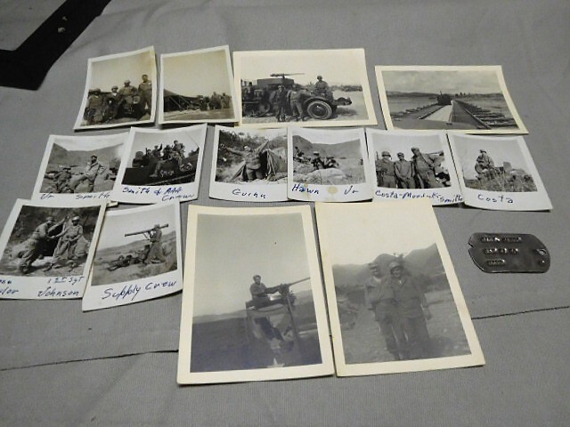 WW2 US Group of 14 Photos and ID Tag . FLU1520