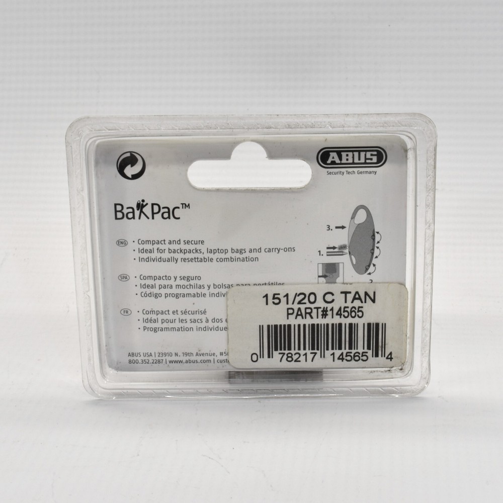 ABUS BAKPAC Lock Compact Security back pack, laptop, bags, luggage