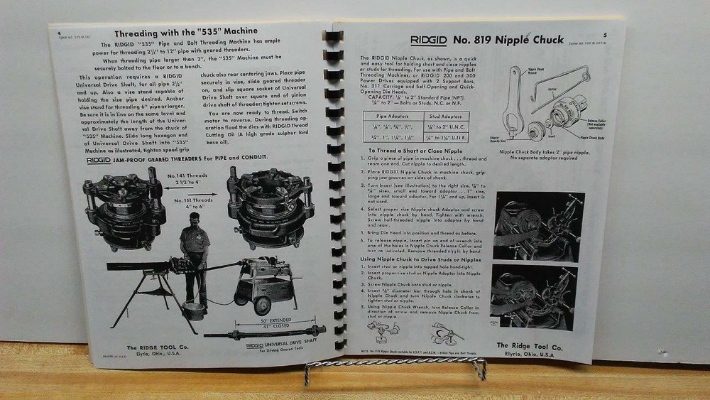 Ridgid 535 Pipe & Bolt Threading Machine Operator’s & Parts Manual