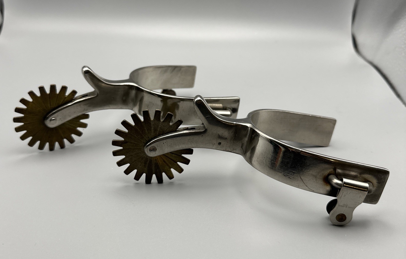 VTG Pair Of Western Spurs Brass Sunburst 20pt Rowels Korea