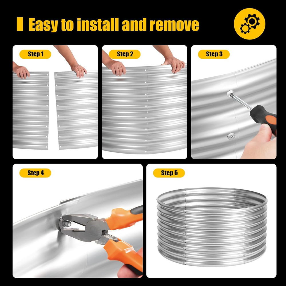 48 Inch Fire Pit Ring, 4FT Galvanized Fire Ring, Wood Burning Fire Pits Ring, Ou