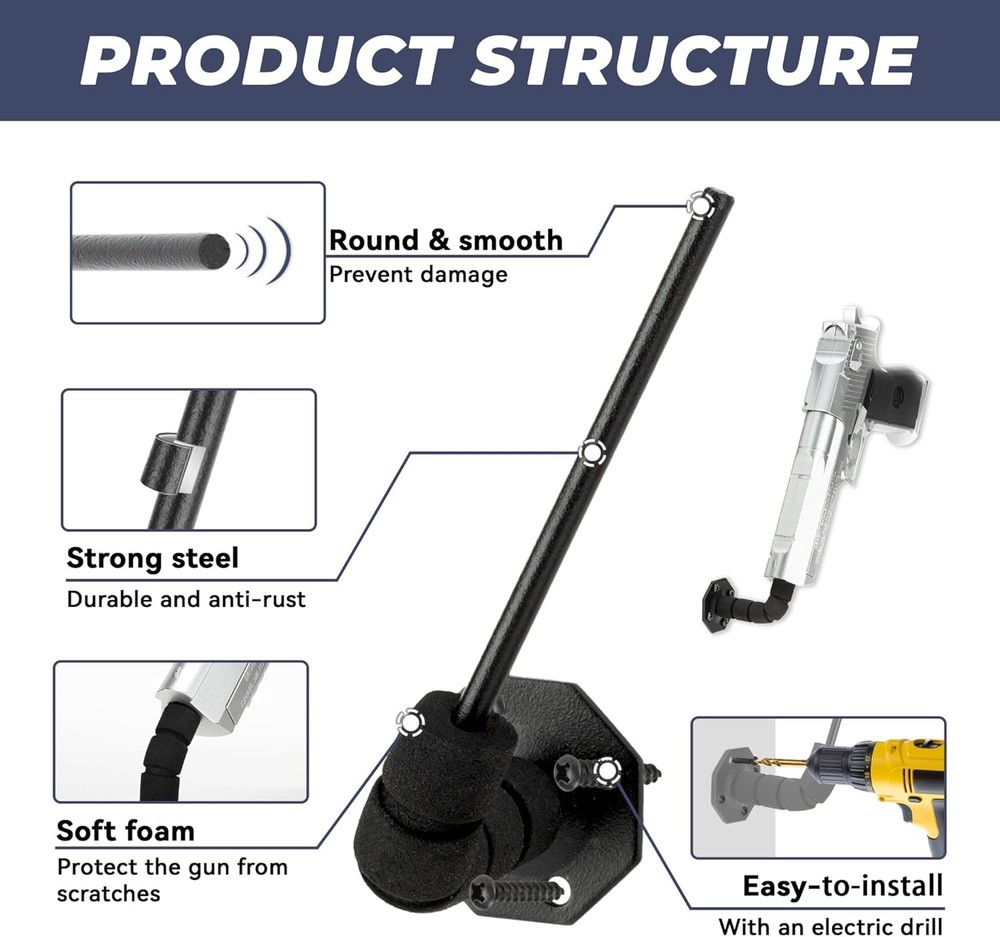 Adjustable Foam Handgun Hanger – Concealed Gun Storage with Easy Installation