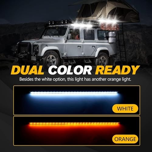 12V Interior Light Bar Kit, Dimmable Camping Lights, 6 PCS White+Amber