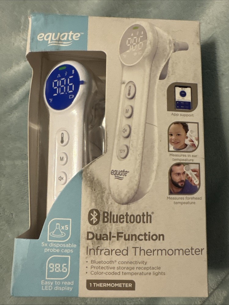 Equate Bluetooth Dual-Function Infrared Thermometer, Forehead /Ear Mode OPEN BOX