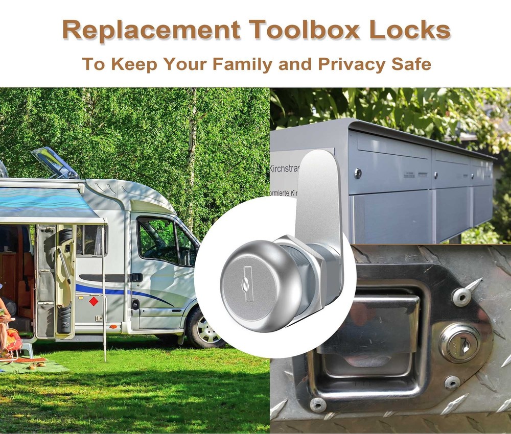 Hecfu 6 Pcs Tool Box Lock Mailbox Lock, 5/8 Cam Lock Keyed Alike, Replacement Fi
