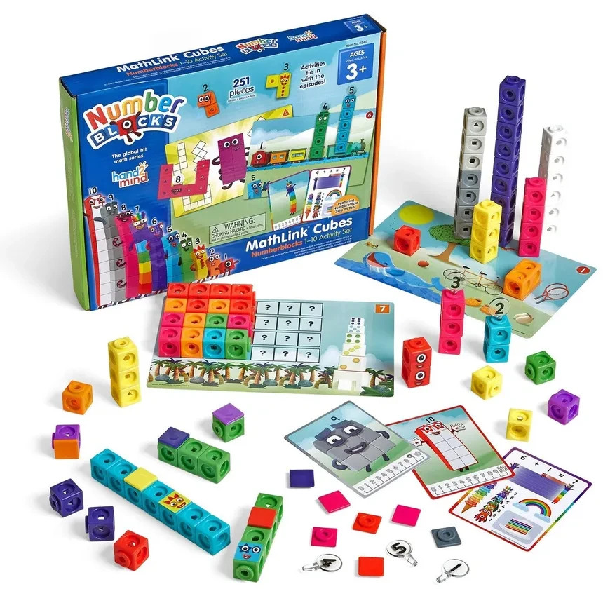 hand2mind MathLink Cubes Numberblocks 1-10 Activity Set, Math Games for Kids