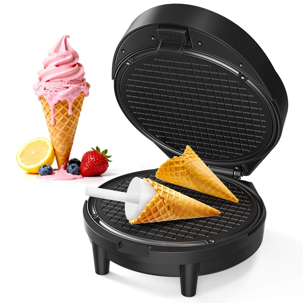 Waffle Cone Maker and Ice Cream Cone Maker with Cone Roller, 1000W Double Sid...