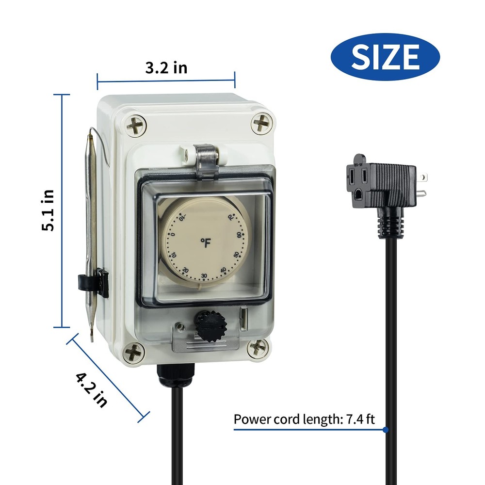 Briidea Mechanical De-Icer Controller Adjustable Thermostat Temperature Contr...