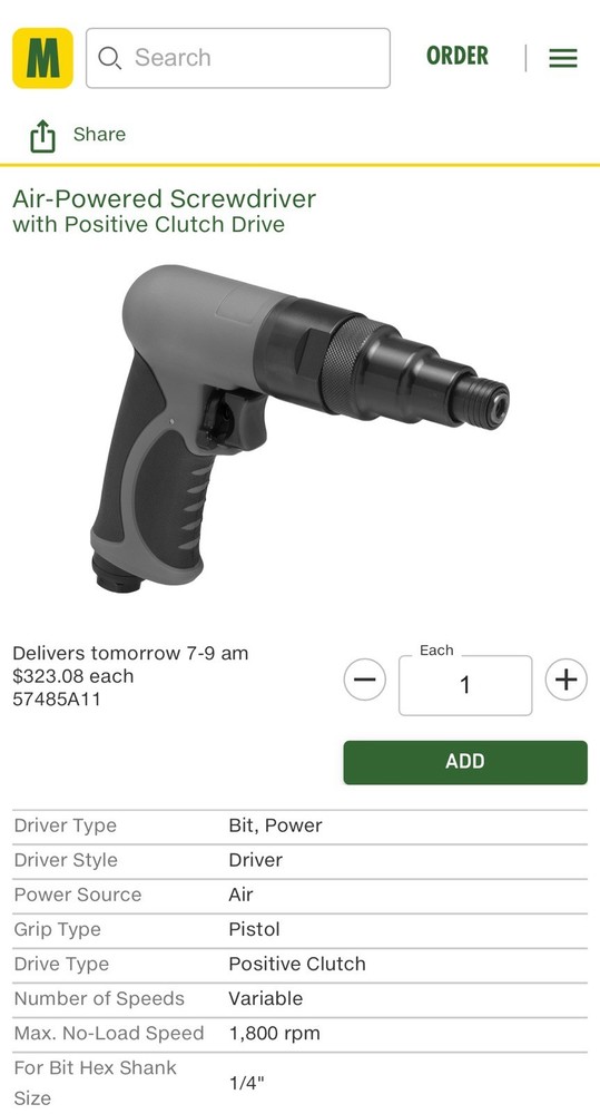 Pneumatic Screw driver
