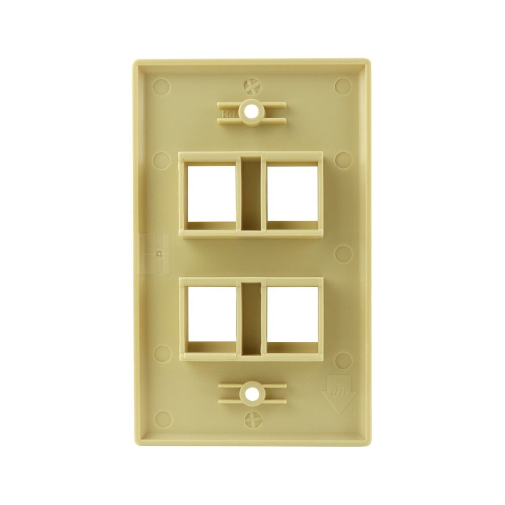 Construct Pro Single-Gang 4-Port Keystone Wall Plate (Ivory)
