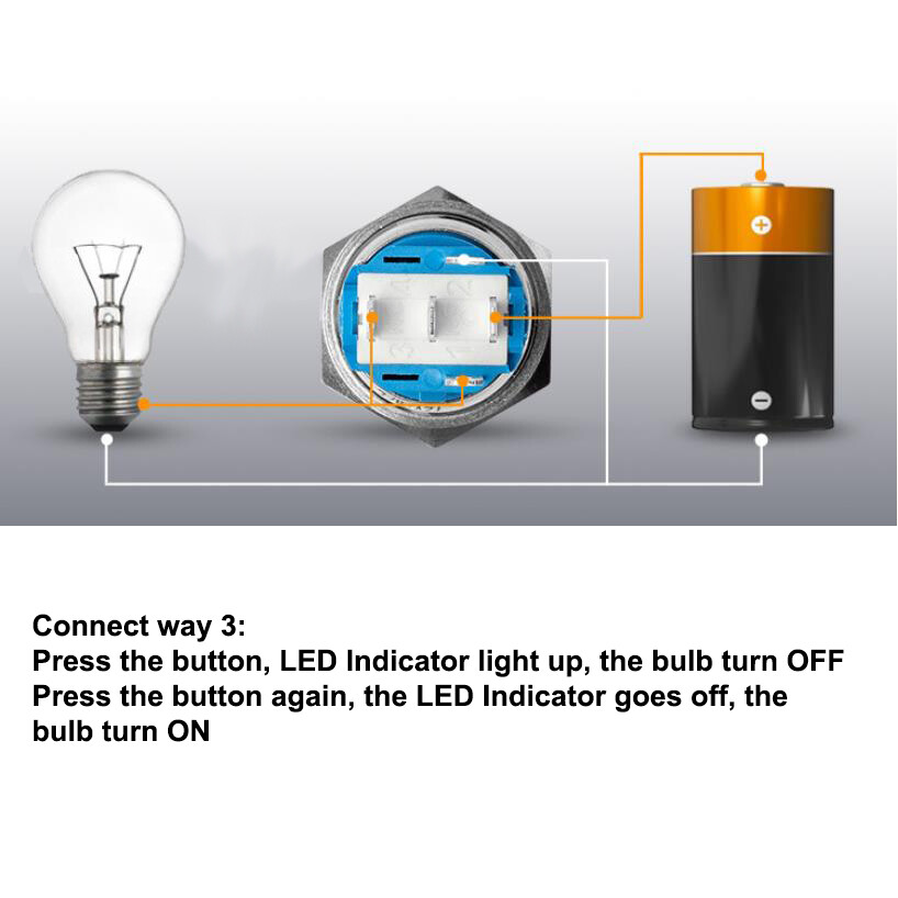 22mm 12V LED ON OFF Push Button Power Switch Latching with Wire Socket Harness