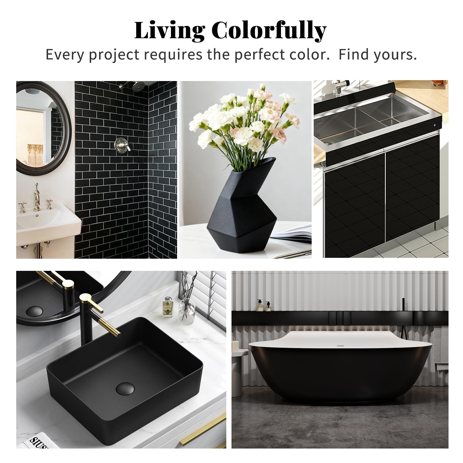 Bathtub and Tiles Paint 16Oz black for Kitchen Countertops washbasin