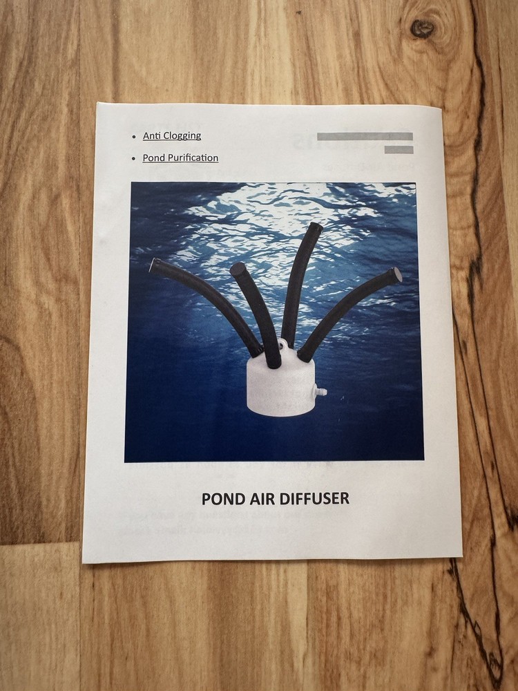 Pond Aerator Air Diffuser - Replaces Air Stone, Fish Pond Diffuser Self-Cleaning