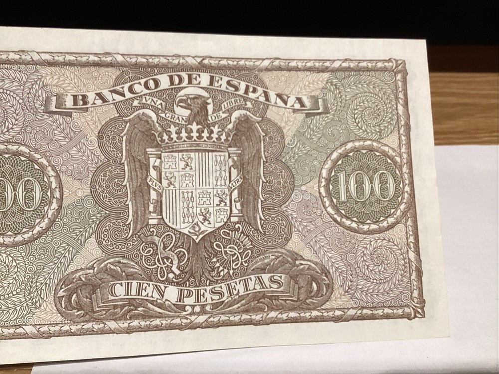 Spain 1940 100 Pesetas Pick 118A AU+ Consecutive 2 Notes