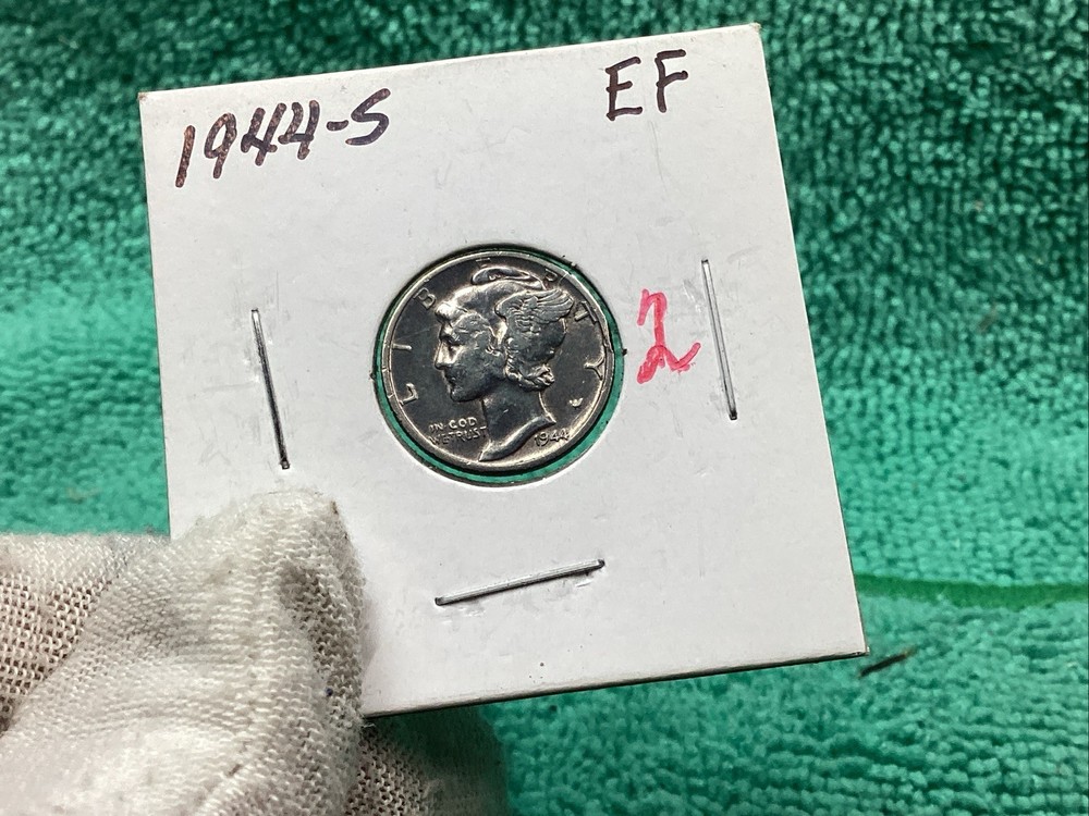 1944 S MERCURY DIME EF