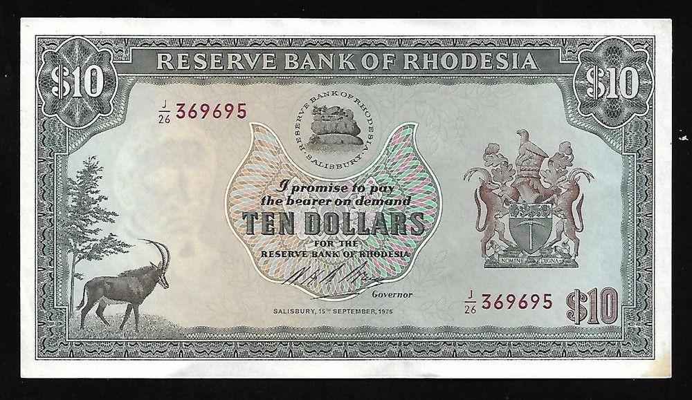 Rhodesia - Ten Dollar Note - 1975 - P33g - Uncirc.