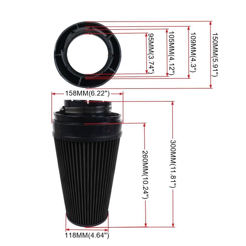 4" Black Cold Air Intake+Heat Shield Kit For 99-06 GMC/Chevy V8 4.8L/5.3L/6.0L