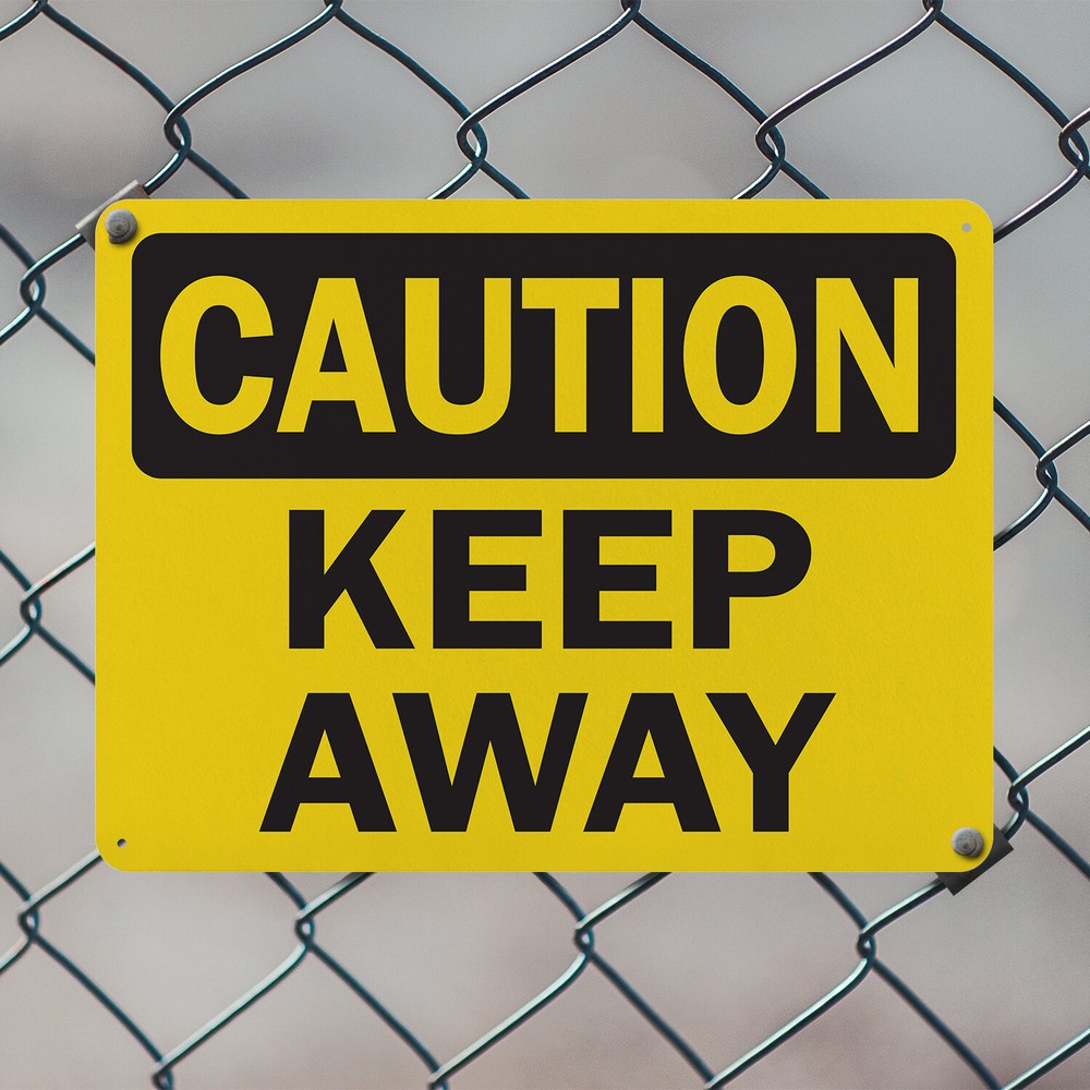 (2 Pack) Keep Away OSHA Caution Sign Decal Metal Plastic