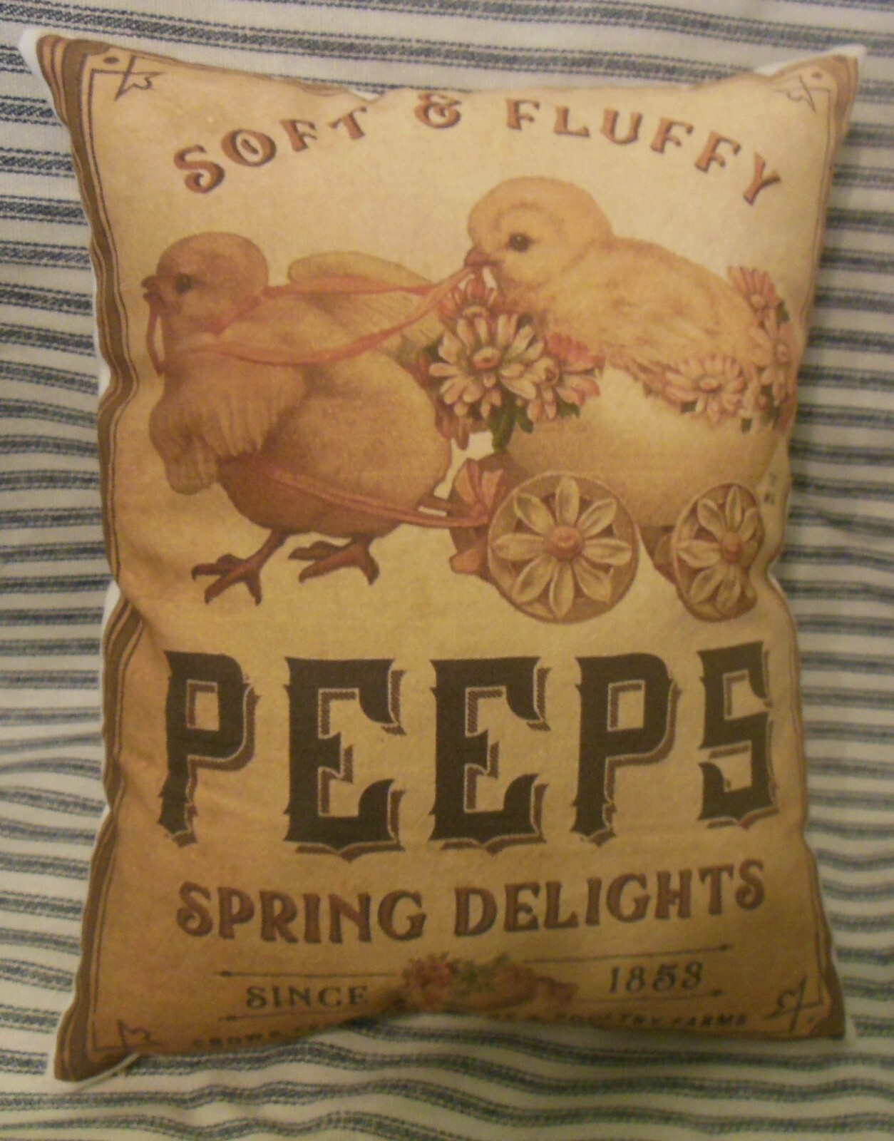 Primitive Peeps / LARGE Pillow Folk Art/Farmhouse/ Ornie/Tuck/Spring Easter