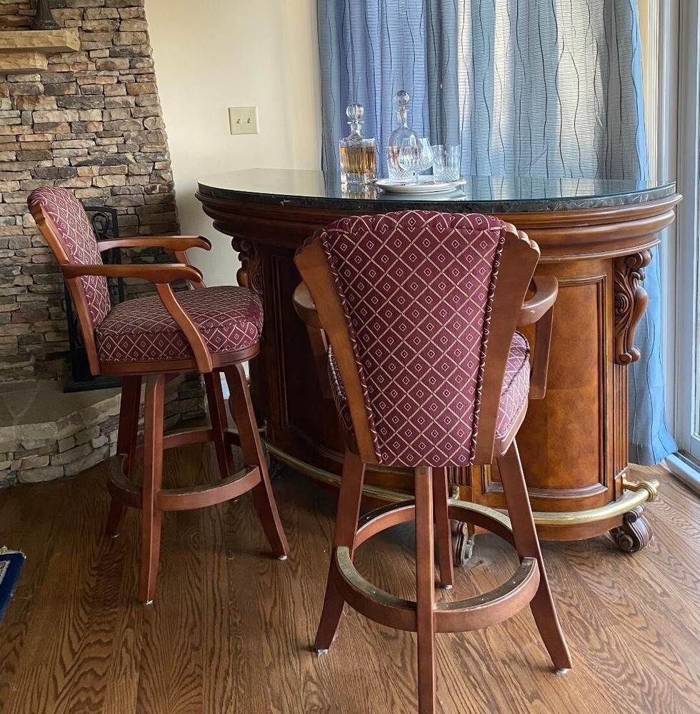Cherry Wood Bar with Marble Top