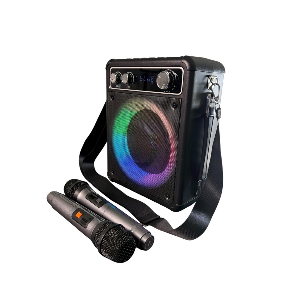 VOSOCO T-03 Bluetooth Karaoke Speaker w/ 2 Wireless Mics RGB