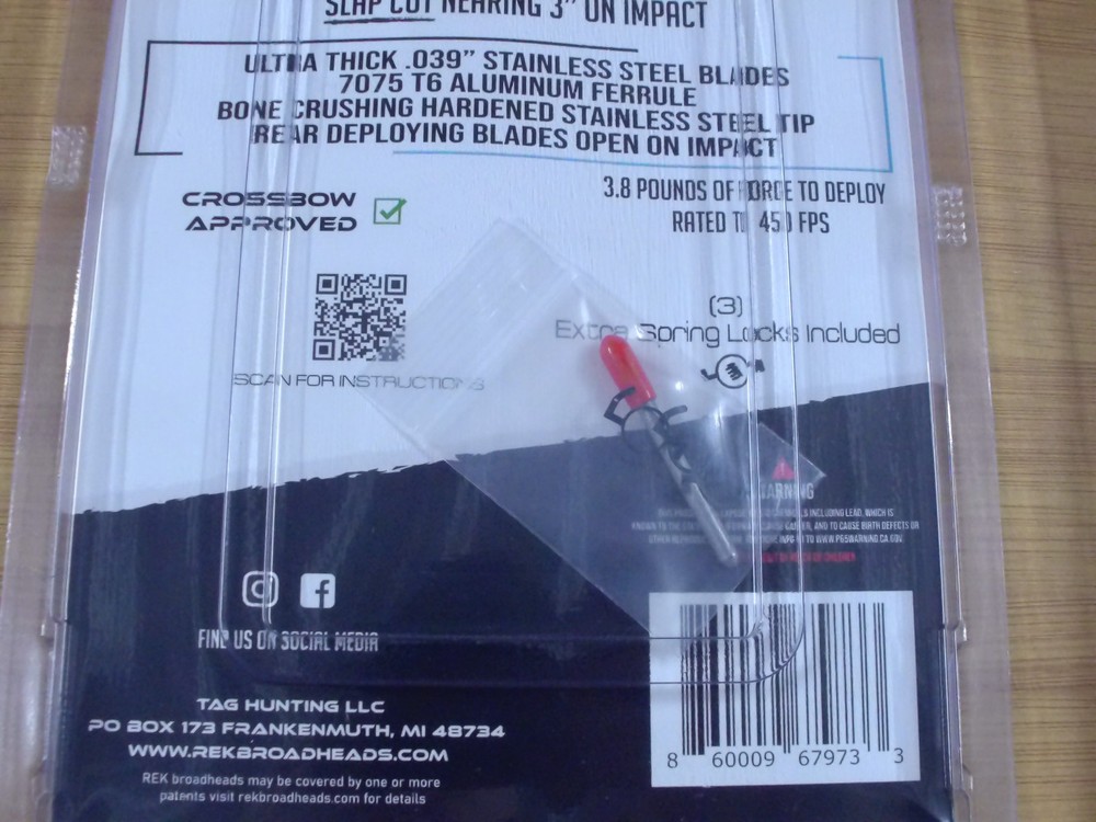 REK HXP Broadhead 125 Grain 3 Pack 2 BLADE 2.25 HYPER CUT