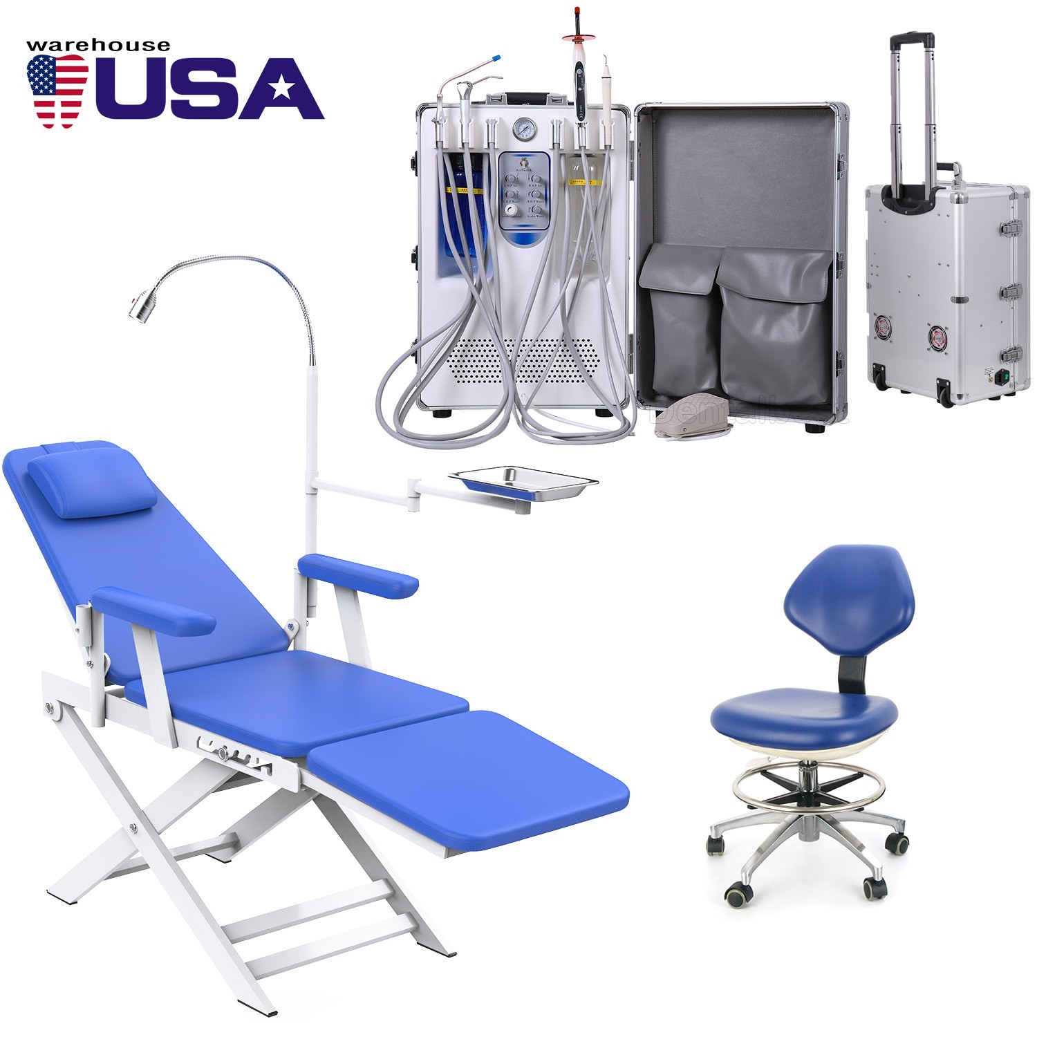 Unidad de entrega dental portatil móvil compresor de aire succión jeringas/Silla