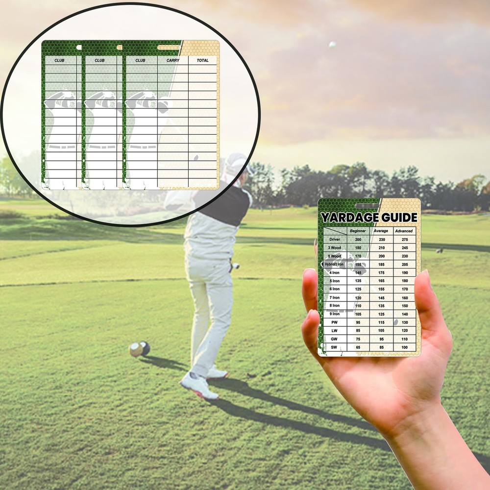 2pcs Golfers Quick Reference Distance Card Golf Club Range Estimation Cheat S...