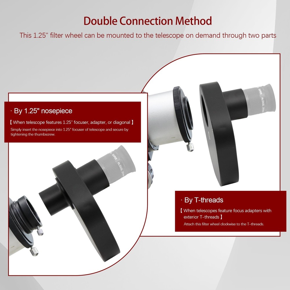 Astromania 1.25" Multiple 5-Position Filter Wheel For Telescope