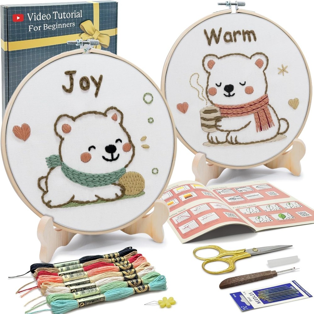 Bradove Embroidery Kit for Beginners, Bears Beginner Bear