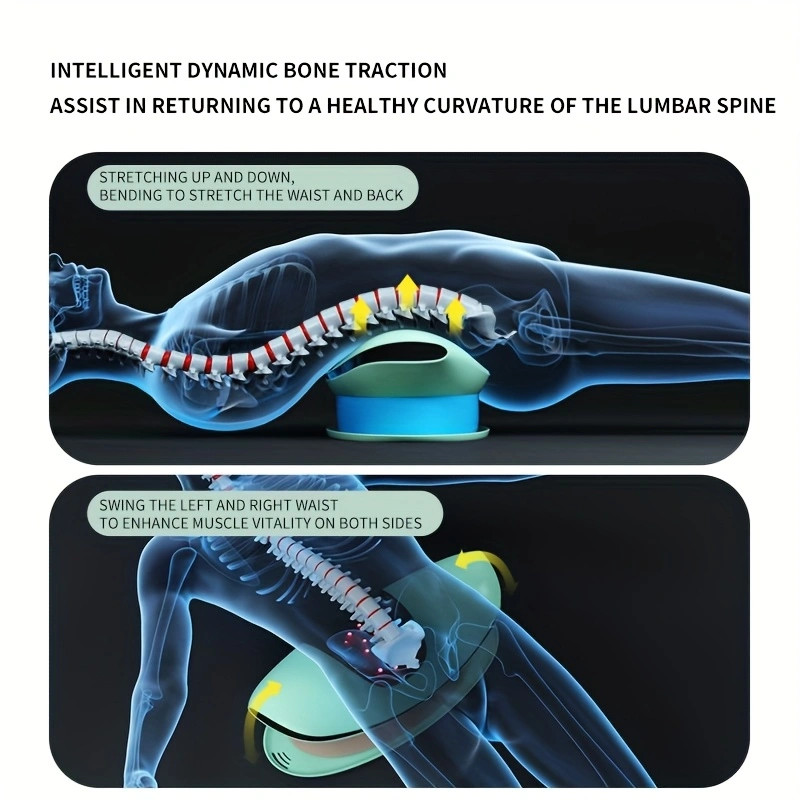 Electric Lumbar Massager with Heat Adjustable Intensity Back Stretcher Device#