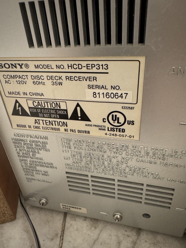 *READ DESCRIPTION: Cassette Doesn’t Work- Sony HCD-EP313 Bookshelf CD Player