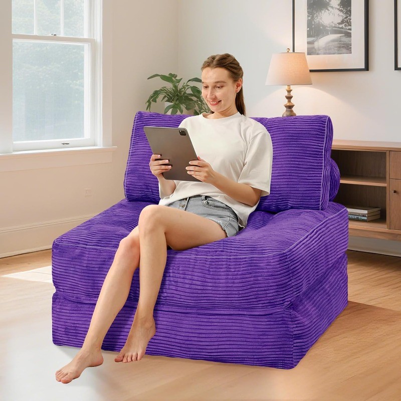 Folding Sofa Bed, Convertible Sleeper Chair Bed w/Dual-Pillow & Handle, Foldable