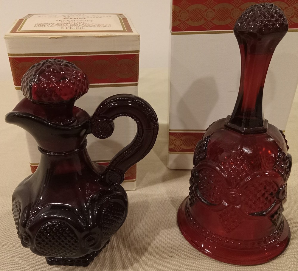 9 Pc Completer Set Avon Cape Cod 1876 Ruby Cruet S&P Creamer/Sugar Set Bell Vase
