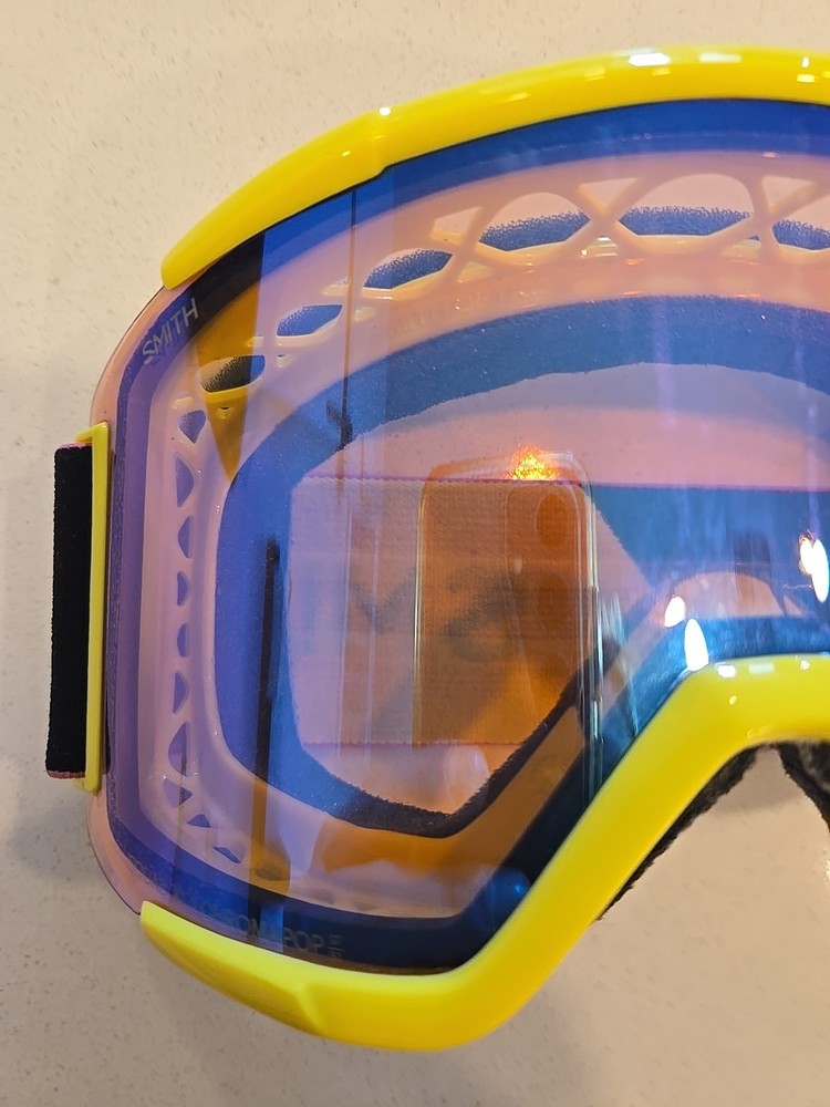 Smith Squad XL Goggle Chromapop Storm Blue Sensor Mirror Used Yellow Frame