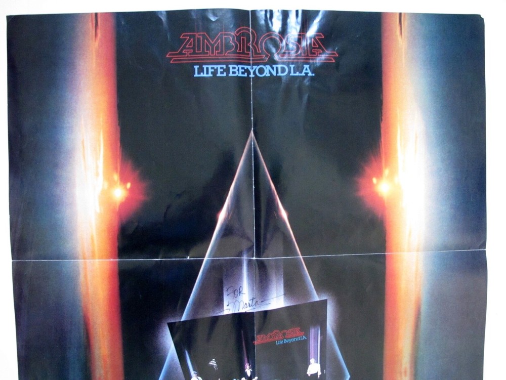 AMBROSIA Live Beyond L.A. 1978 PROMO Poster SIGNED David PACK Joe PUERTA Beatles