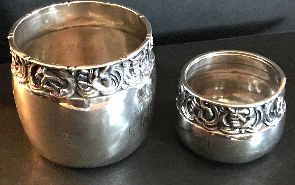 1915 Gorham Sterling Cigar Cups Embossed