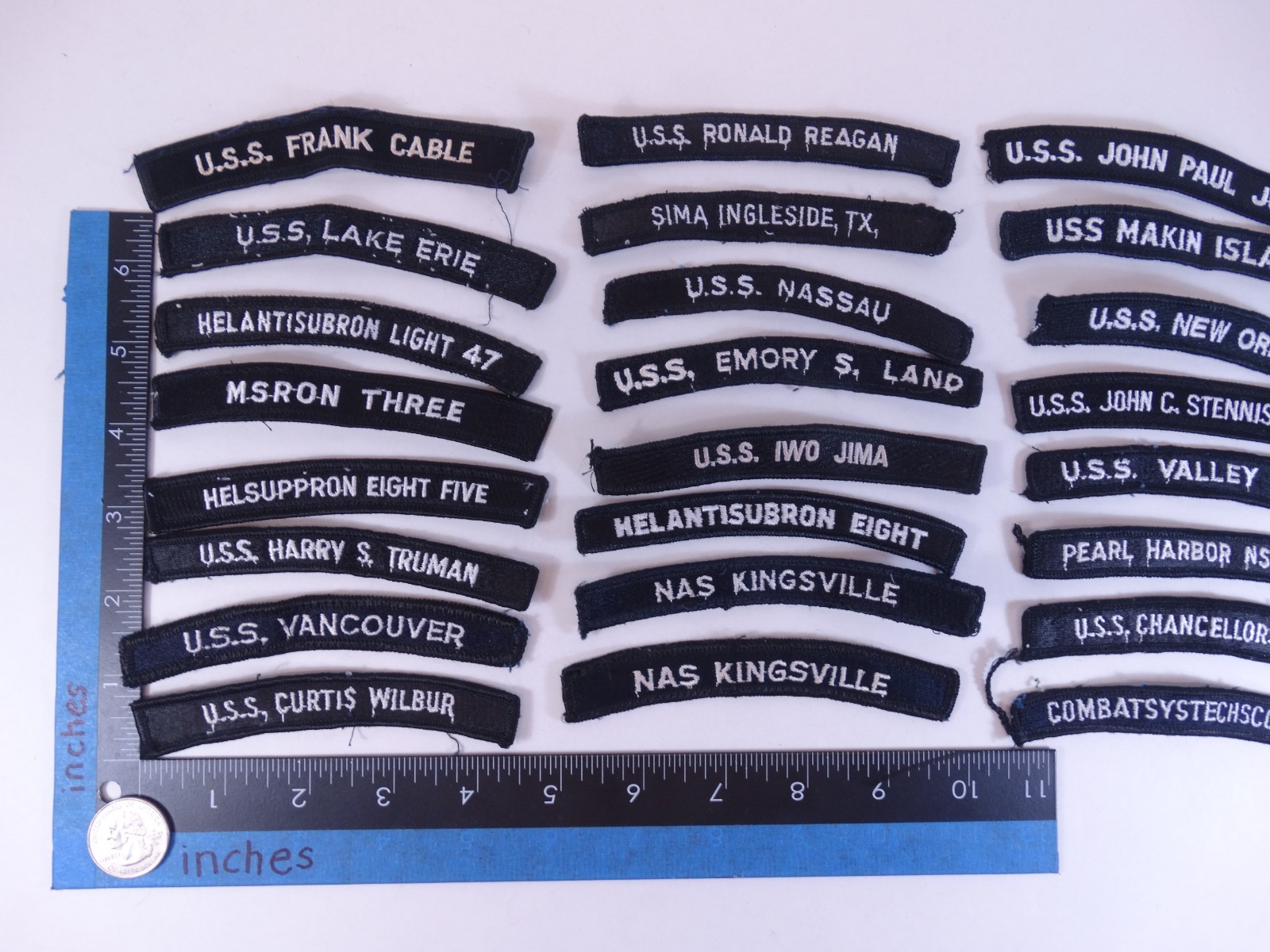 Lot of 24 - US NAVY SHOULDER STRIP TAB Rocker Patches USS Military USA America