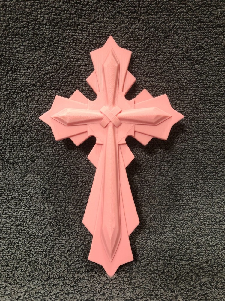 3d Printed Religious Cross Pink (with mounting hardware)