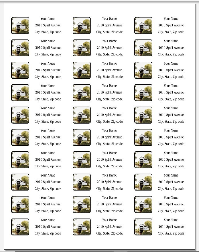 150 Covered Bridge Mailing Return Address Labels Personalized 1 x 2 5/8 in.