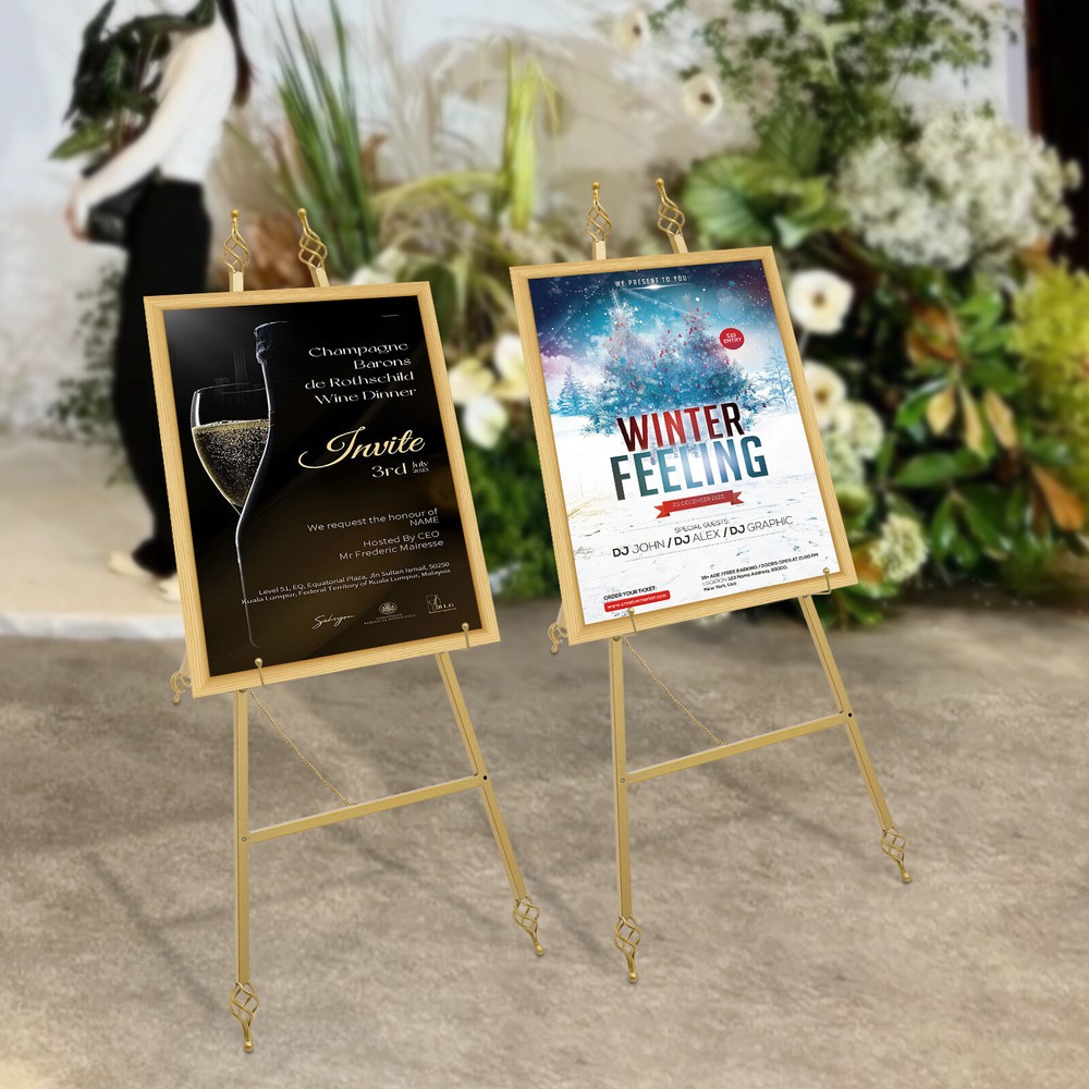 2-Pack Adjustable Steel Easel Stands 90��48cm for Posters & Frames