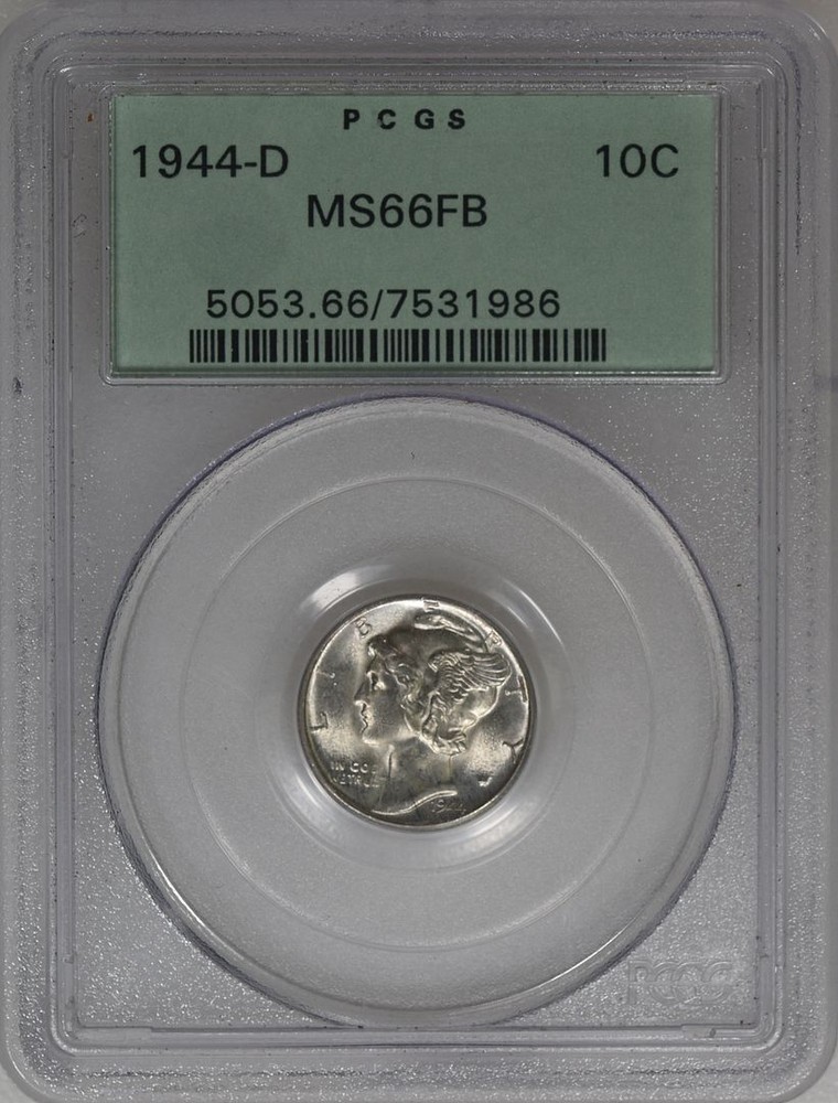 1944 D Mercury Dime MS 66 FB PCGS