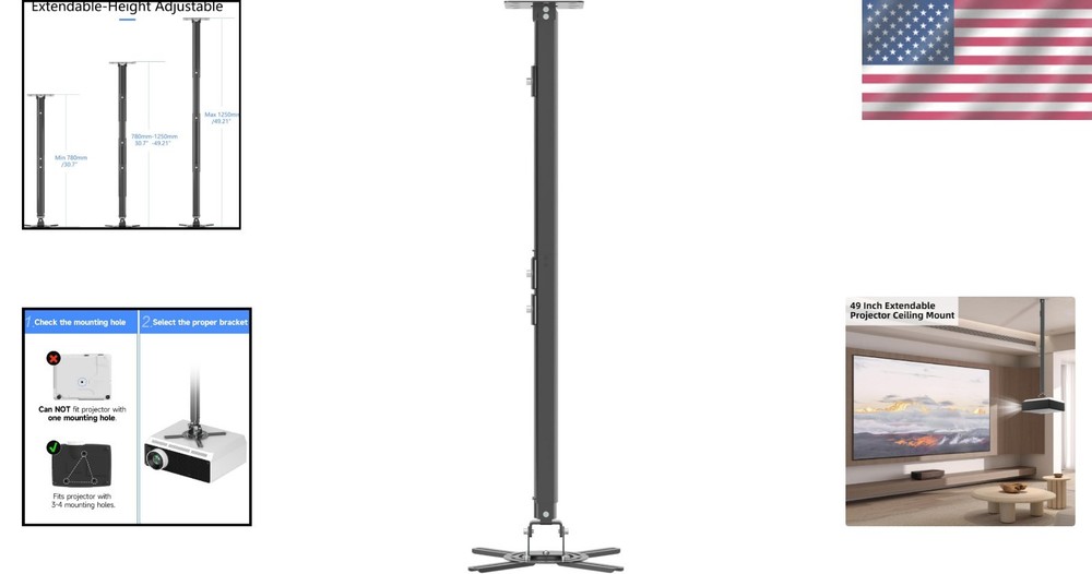 Extendable Projector Ceiling Bracket - Height Adjustable