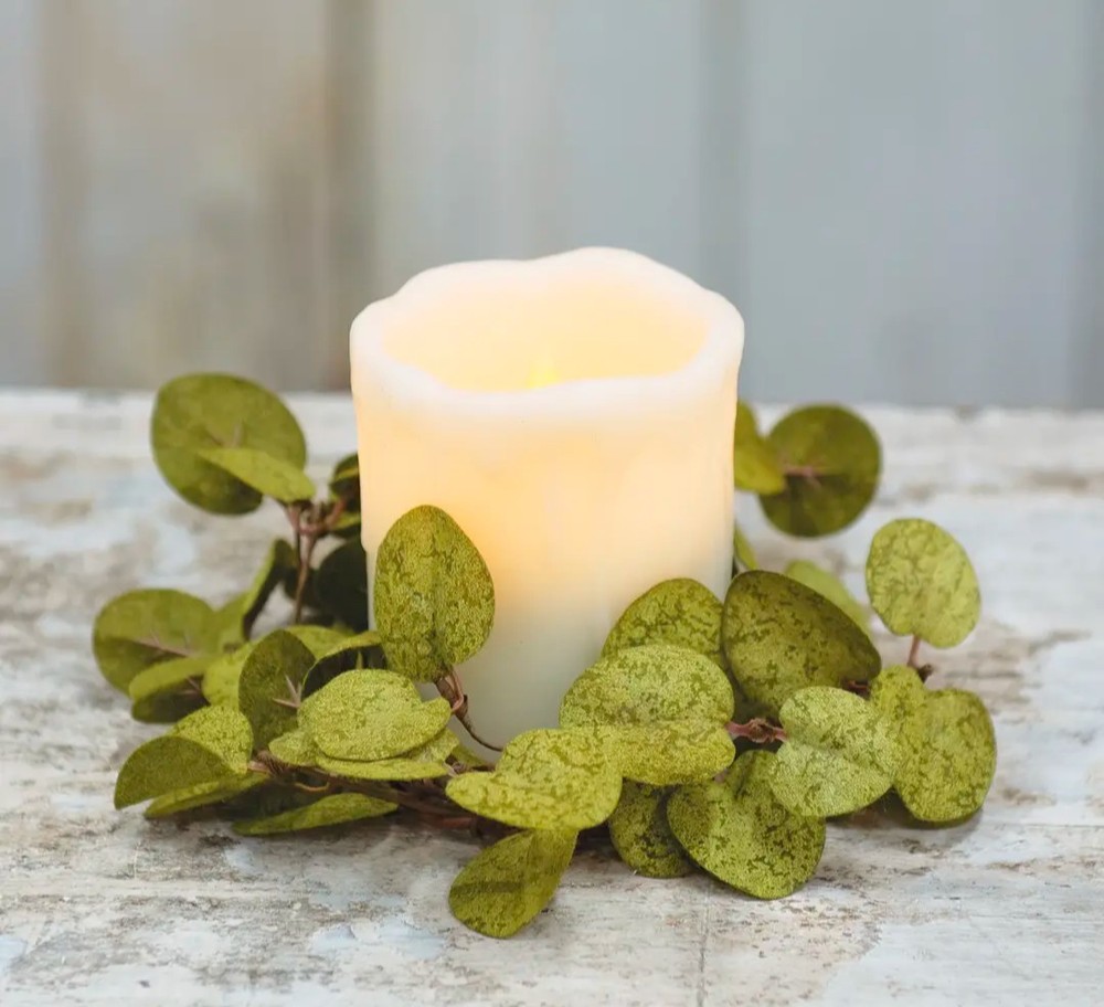 3-1/2" Penny Leaf Candle Ring Dark Green