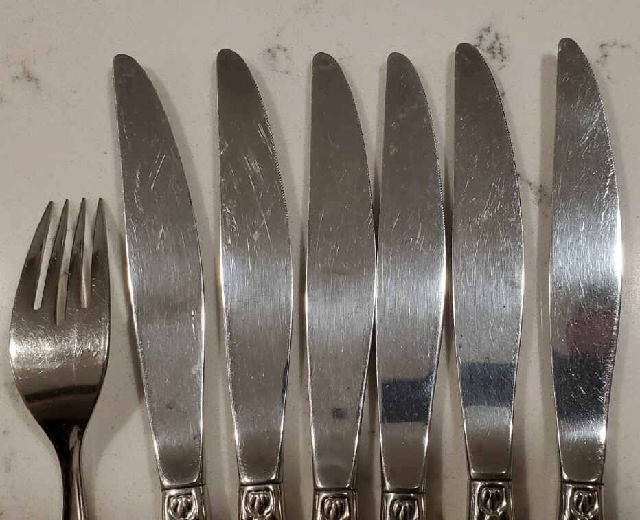 Community VENETIA 6 Dinner Knives Stainless + Fork