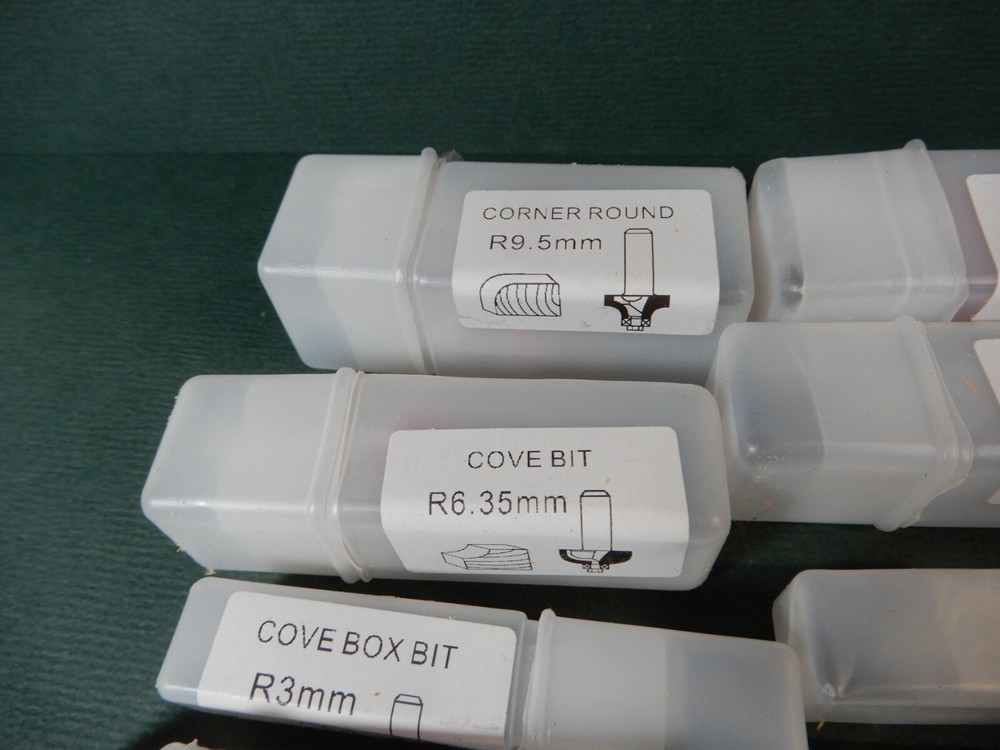 Thirteen 1/4 Shaft Router Bits Shown - NOS - Chinese